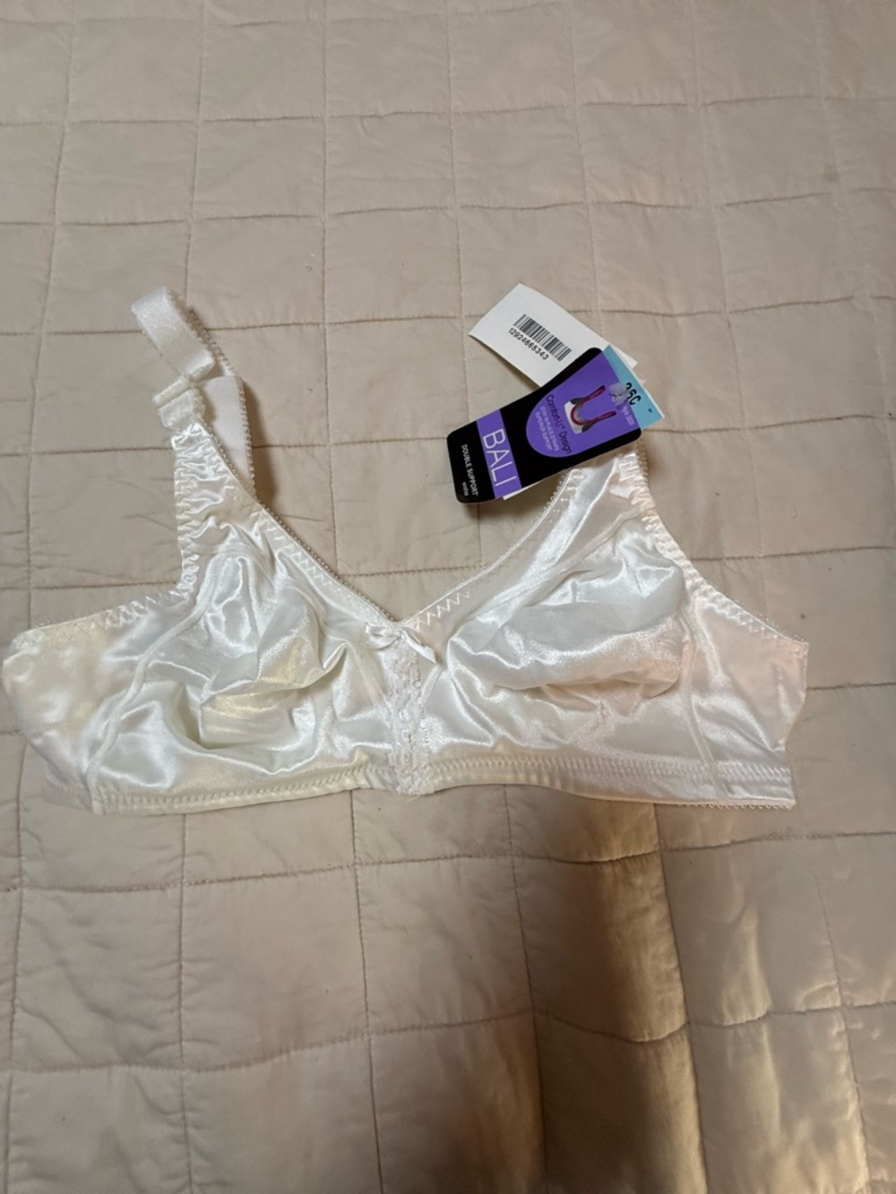 Bali‎ White Satin Wireless Bra - Smooth Unlined Cups
